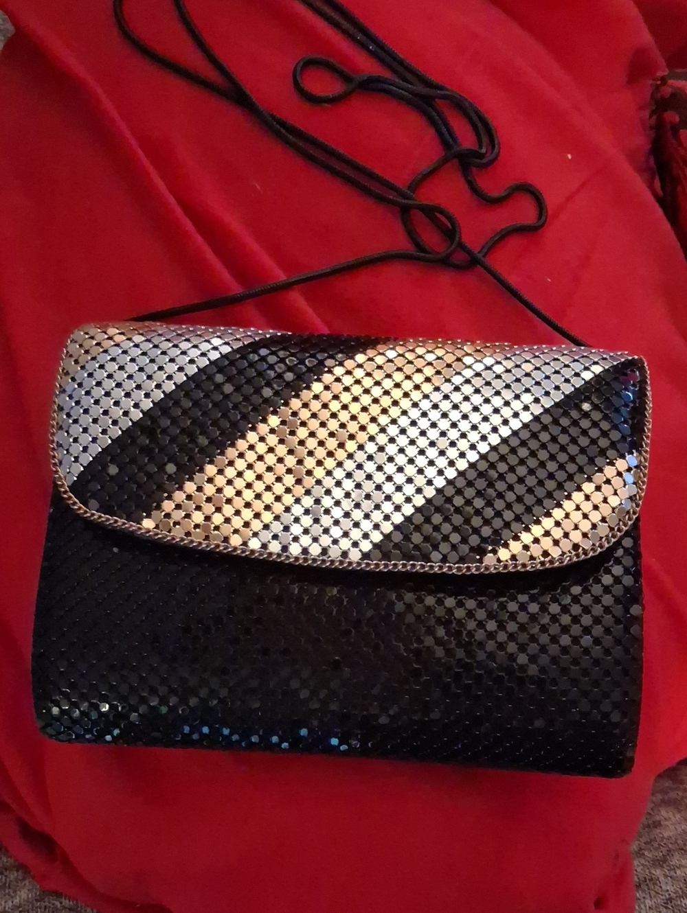 Black With Silver & Gold Mesh Crossbody Bag By Jessica Stevens